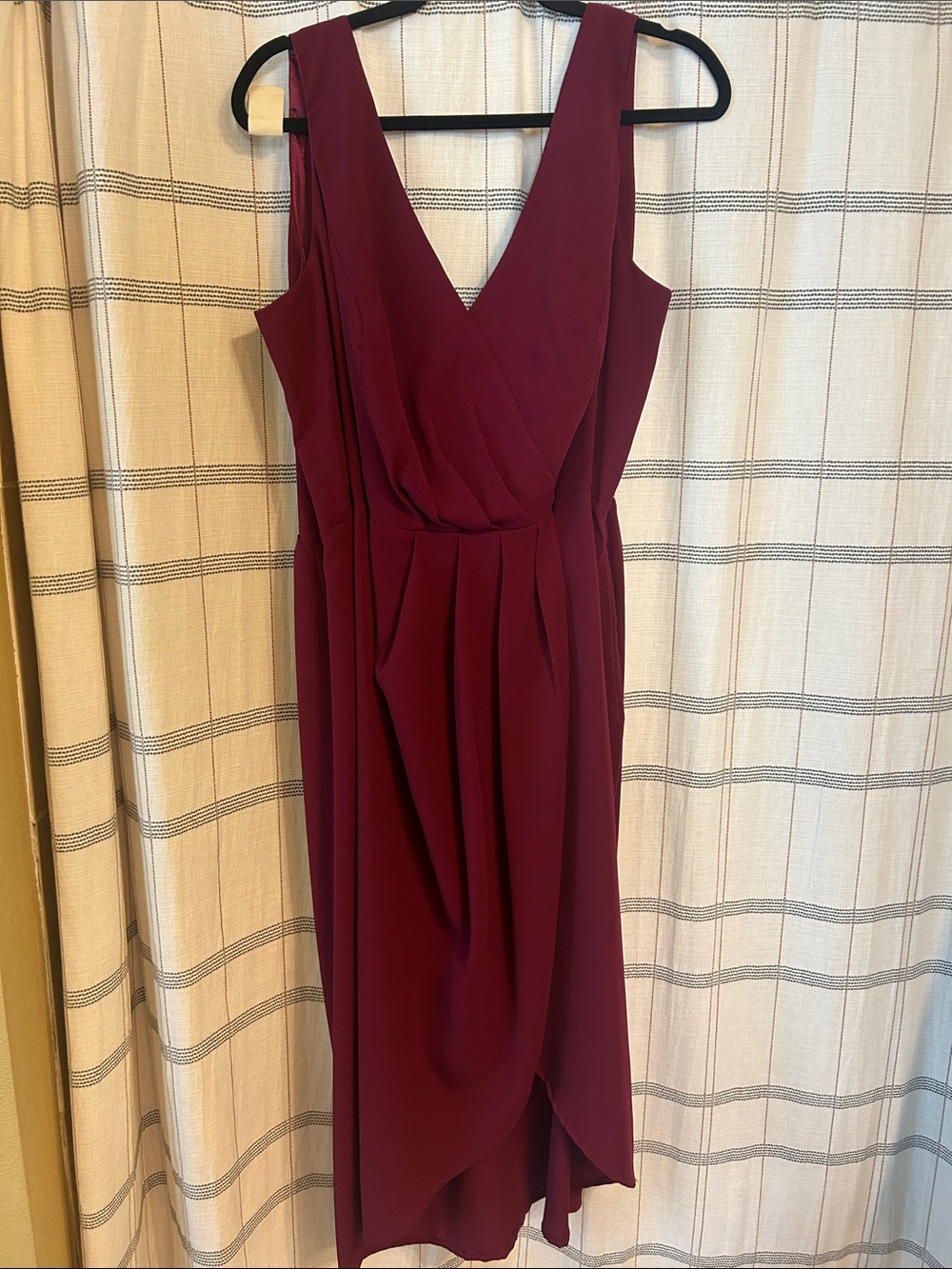 City Chic Wine Midi Dress with V-Neck